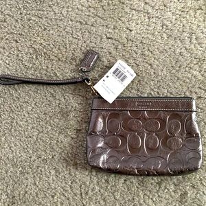Coach Embossed Gunmetal Wristlet NWT